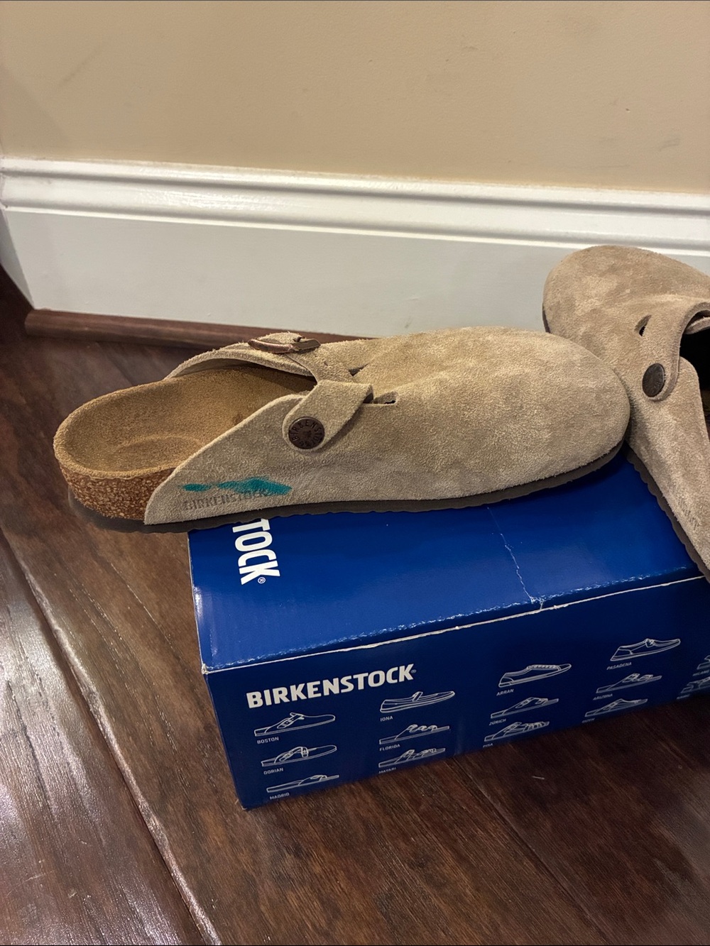 Birkenstock kids Suede Slip-On Clogs in Taupe - Picture 2 of 5